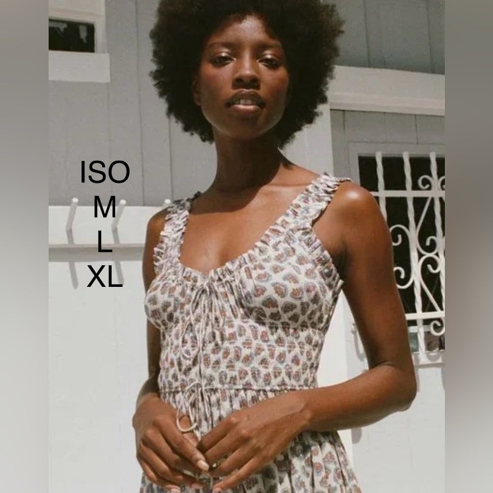 ✨ ISO Dôen Doen Emmaretta Dress, Sea Salt Bedford Paisley Size M, L, XL ✨